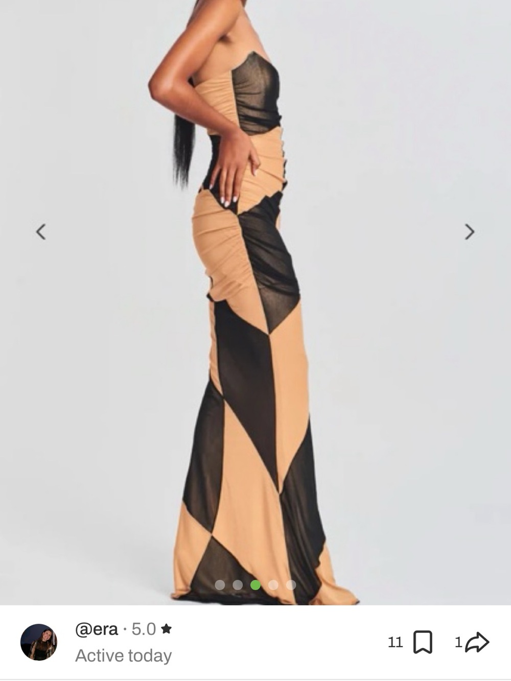 Retrofete Strapless Colorblock Gown in Black and Tan - Picture 4 of 5